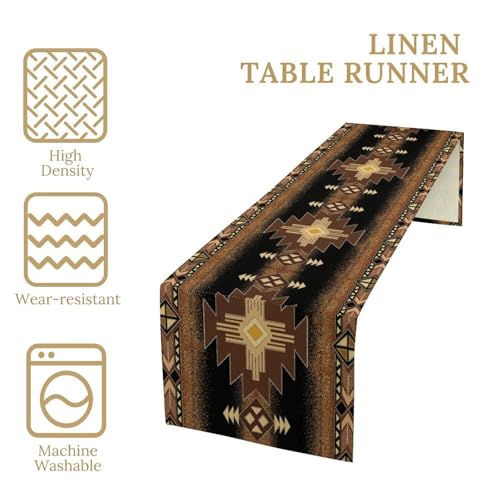 Aztec Table Runner Southwestern Native Vintage Geometric Pattern Table Runner Retro Country Table Dinner Decoration 13x60 Inch - color: Aztec-6, size: W13x60L