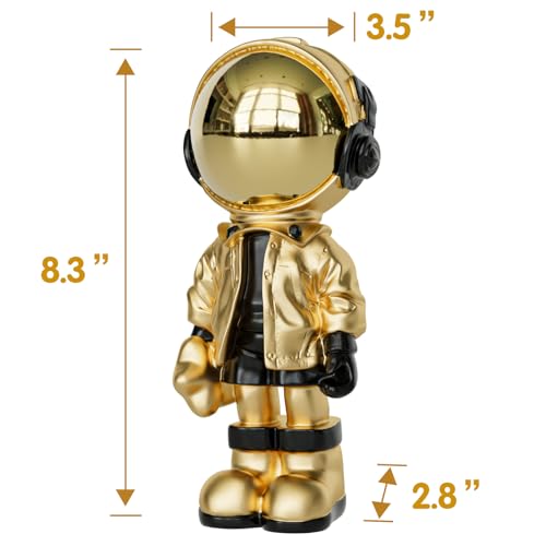 EZ4ENCE Small Figurine Statue Astronaut Sculpture Decor,Sculpture for Home Decor,Arts Gold Shelf Decoration,Cool Metal Mask Table Decor,Mini Ornament - color: Rose Gold, size: Medium
