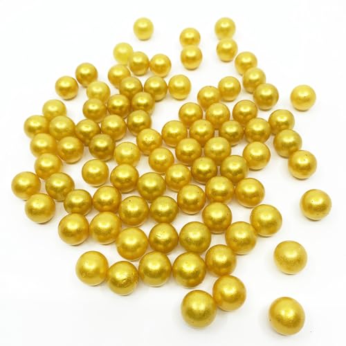 CYS EXCEL Gold Glass Marble Gemstone Vase Filler (3 LBS) | Multiple Color Choices Aquarium Glass Round Marble Beads | Decorative Mosaic Glass Gem Pebbles - color: Gold, size: 3 LBS