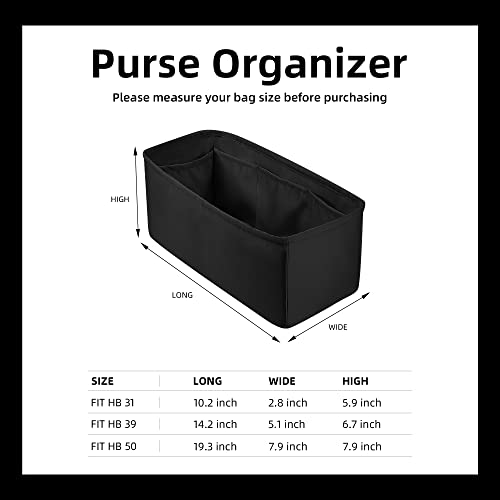 DGAZ Silk Purse Organizer Insert Fits Hermes Herbag 31/39/50 Bags, Luxury Handbag & Tote Organiser, Simplicity bag insert（Black,H50） - color: Black, size: H50