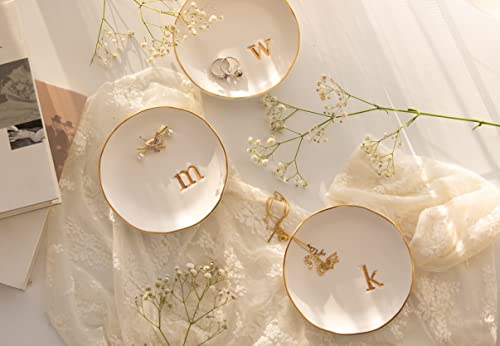 COLLECTIVE HOME - Ceramic Jewelry Tray, Decorative Trinket Dish for Rings Earrings Necklaces Bracelet Watch Keys, Birthday Mother's Day Christmas Gift for Women, 4.75", Glossy (r) - color: R