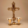 Hashcart Catholic Crucifix Cross with Candle Stand, Jesus Decor (6 Inch) Jesus Christ Statue & Figurine for Table Decoration, Catholic Decor Home Office Decor