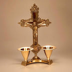 Hashcart Catholic Crucifix Cross with Candle Stand, Jesus Decor (6 Inch) Jesus Christ Statue & Figurine for Table Decoration, Catholic Decor Home Office Decor