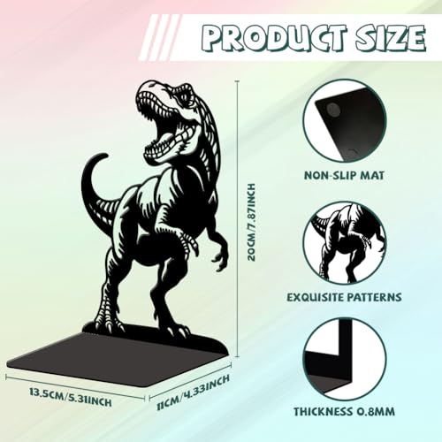 Peacoblue Metal Bookends for Shelves, Modern Decorative Heavy Duty Study Book Ends Stoppers for Office, Desk, Shelf, Room 5.3"x4.3"x7.9" Cast Iron Simple Tall Bookends 1 Pair (Tyrannosaurus Rex) - style: Tyrannosaurus Rex