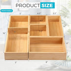 Fabsome Bathroom Drawer Organizer, Bamboo Box Bin for Junk Vanity Desk Makeup Drawer, Small Wooden Container Tea Storage Organization Tray for Kitchen Office, Set of 5 - size: 2''H 5 Boxes