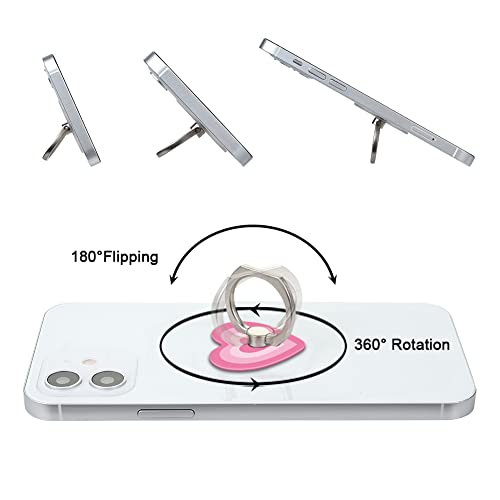 Bonoma Cute Love Heart Phone Ring Holder, 3 Pack Universal Finger Ring Stand Grip Kickstand Ring, 360° Rotation Universal Stylish Stand Compatible with All Smartphones - color: Love Hearts