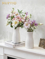 NUPTIO White Ceramic Flower Vase: 8.6" Tall Unglazed Pampas Grass Vases for Building Block Flowers - Modern Decorative Table Centerpiece for Home Living Dining Room Kitchen Decor - style: Woven