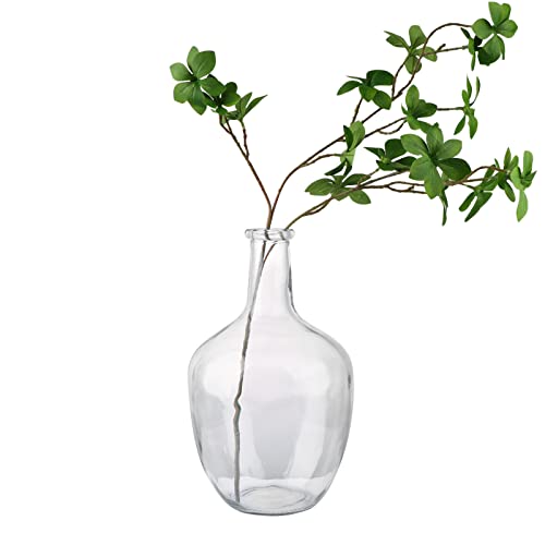 PINIWON Large Clear Glass Vase, 11.2'' H x 7.1'' W, Bubble Flower Vase for Pampas Grass, Stout Jug Vase for Table Centerpieces Home Indoor Decor - 1 Piece