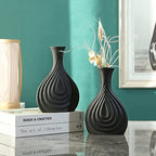 MSUIINT Modern Abstract Ceramic Vase, 8 in Matte Black Geometric Art Ceramic Vase, Nordic Style Stylish Minimalist Decorations Flower Vase for Home Living Room Kitchen Centerpiece Office
