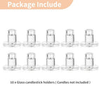 NUPTIO Glass Candle Stick Holder: Set of 10 Clear Small Taper Candlestick Holders for Tapered Candles Bulk Crystal Short Tapers Candlesticks Candleholder for Dining Table Fireplace Mantle Decor - size: 10 Pcs