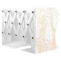 Dragon Bookends, Adjustable Bookends, Unique Book Holders for Shelves, Metal Book Ends for Heavy Books, Non-Skid Book Stander for Desk, Shelf, Office, Stationery Gift (White 2) - color: White 2
