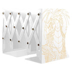 Dragon Bookends, Adjustable Bookends, Unique Book Holders for Shelves, Metal Book Ends for Heavy Books, Non-Skid Book Stander for Desk, Shelf, Office, Stationery Gift (White 2) - color: White 2