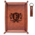 INNObeta Initial Valet Tray, Desktop Storage Organizer, PU Leather Bedside Tray Key Coin Holder, Personalised Gifts for Men, Birthday, Christmas, Letter E - color: Initial E