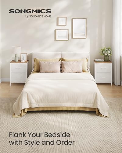 SONGMICS BELLAH Collection - Dresser for Bedroom, Chest of Drawers, Nightstand, 2 Drawers, Storage Organizer Unit, Closet, Entryway, Farmhouse, Rustic White and Honey Brown ULGS312WJ02S - color: Rustic White + Honey Brown, size: 1 Pack