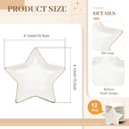 Shappy 12 Pcs Ceramic Jewelry Tray 4.5 in Ring Dish Bulk Decorative Trinket Dish for Bridal Christmas Birthdays Gifts - style: Star