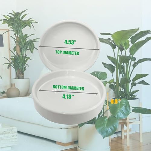 Yukfona Plant Saucer Pot Tray Planter Saucers 4 Pack 4 in,5 6 7 8 9 10 11 12 13 Inch for Indoors Outdoor, Durable Sturdy Ceramic Flower Drainage drip Water Tray for Glazed Pots Base (4 Inch-White) - color: White, size: (4.5"/4.1")-4pack