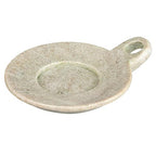 Creative Co-Op Hand-Carved Marble Dish with Handle, Beige - color: Beige, size: 7.5" x 6"