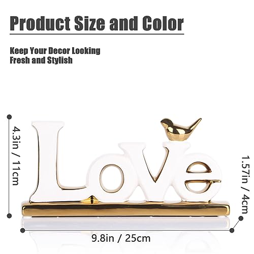 Love Sign Decoration,White and Gold Love Signs for Home Decor Statue,Modern Bird Sculpture Personalized Love Decor,Gold Style Figurine Decorative Ornaments for Living Room,Bedroom,Desktop,Cabinets - color: White+gold, style: Love