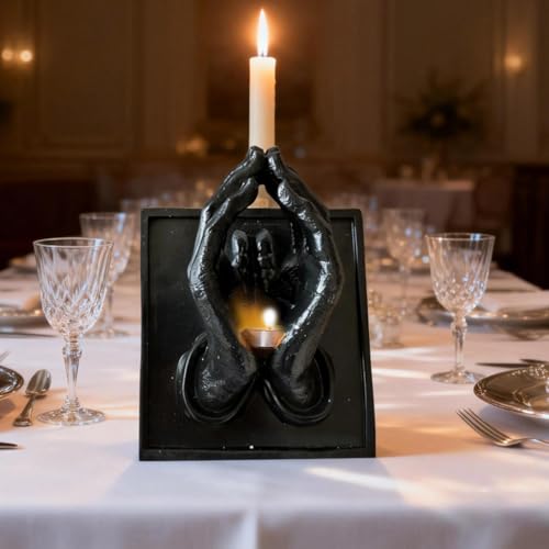 Praying Hands-A Perfect Blend of Warmth and Wishes, Praying Hands Candle Holder, 3D Wall Sconce Art Sculpture, Inspirational Prayer for Home, Office, Church Decorations (Black) - color: Black