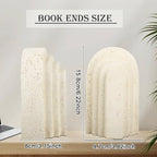Book Ends for Shelves, Decorative Bookends Modern Resin Non-Slip Bookends Stopper Holder Stand for Office, Library, Home Decor Set of 2 (Beige)