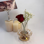 Hurricane Candle Holder, Gold Pillar with Crystal Accents & Windproof Glass Lid - Elegant Centerpiece for Weddings, Dinners, Party Decor - size: X-Small