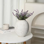 Large Textured White Ceramic Pottery Vase - 9.6'' Tall Rustic Farmhouse Round Vases for Home Decor, Big Decorative Terracotta Vase for Living Room, Fireplace, Table, Shelf - style: Modern Farmhouse Barn