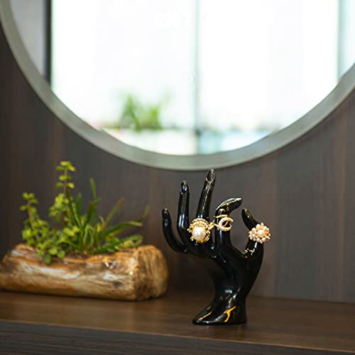 HOMEGOAL Hand Jewelry Holder, Bracelet Ring Watch Jewelry Display Holder Stand, Mannequin Hand, Polyresin, 7 Inch (Black) - color: Black