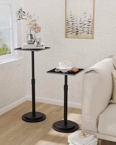 Versatile End Table with Metal Base, Height Adjustable, Vintage Square Indoor Metal Plant Stand, for Sofa, Bedside Small Couch, Living Room and Bedroom, 1 Pack, Black, GBZ001SB-1 - color: Black, size: Square