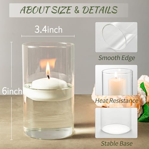 12pcs Glass Cylinder Vases for Centerpieces - 6 Inch Tall Flower Vase for Wedding Decorations, Clear Glass Flower Vases Floating Candle Holder for Table Centerpiece Wedding Home Décor - size: 12 Pack 6 Inch