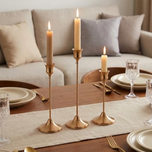 10 Sets Candle Holder Rose Gold Candlestick Holders - HearthLume Vintage Modern Metal Taper Candle Holders, Decorative Centerpiece for Table Mantel, Wedding Kitchen Home Decor, Wedding Gift,30Pcs - color: Rose Gold, size: 30pcs