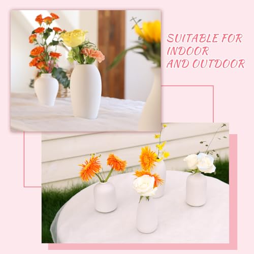 8 Pack Ceramic Bud Vase, White Ceramic Vase Modern Mini Bud Vase in Bulk for Centerpieces, Small White Vase for Flowers Pampas Grass, Wedding, Home - color: White-set of 8