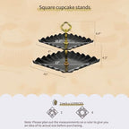 Pack of 10 NWK Cake Stand Set, with 3 x Two-Tier and 3 x Three-Tier Cupcake Stands, 4 x Appetizer Trays, 1 x Tablecloth for Birthday Bridal Baby Shower Party (Black) - color: Black