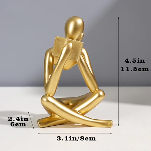 Jinkoozz Gold Reading Women Statue, Thinker Sculptures, Abstract Art Ornament, Modern Aesthetic Figurine Decoration, Suitable for Home Living Room Bedroom Office Shelf Table Desk Bookshelf Decor - color: Gold Right, size: Small