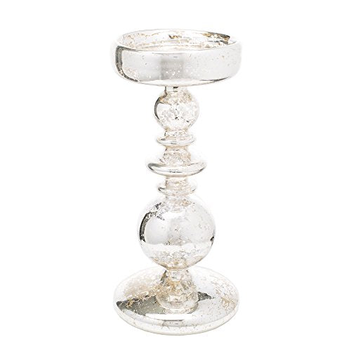 Richland Pillar Candle Holders Unique Mercury Bubble 8.5" - size: Medium Set of 1