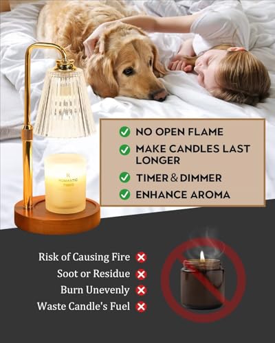 Candle Warmer Lamp with Timer Dimmable Crystal Vertical Stripe,Mothers Day Birthday Gifts for Women Mom, Adjustable Candle Warmer with 2 Bulbs, Candle Lamp for Jar Candles, House Warming Home Decor - color: Crystal Stripe-gold