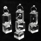 7 Pcs Clear Ring Holder, Crystal Acrylic Cube Ring Display Stand for Jewelry Showcase, Engagement Wedding Rings, Perfect for Store Countertop, Photography, and Gift Presentation - color: Cube