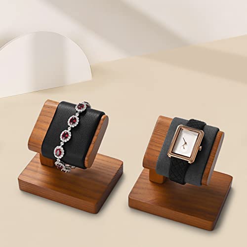 Solid Wood Single Watch Display Stand for Men Jewelry Watch Showcase Stand Display (Black) - color: Black