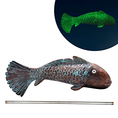 Antique Luminous Outdoor Koi Fish Statues - Resin Koi Fish Yard Art Decor for Garden, Patio, Lawn, Pond