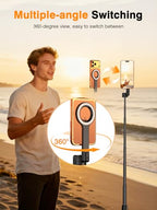 for Mag Safe Tripod for iPhone, 360° Rotating Head for Front & Rear Shooting, 65” Selfie Stick for iPhone Android with Remote & Metal Ring, Magnetic Phone Tripod Stand for Video Recording Travel