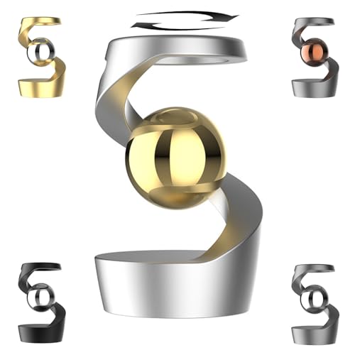 Gravity Defying Kinetic Desk Toy, Desk Spinning Toys for, Kinetic Desk Toys, Stress Relieving Optical Illusion Toys, Perfect for Party Gifts, Car Ornaments, Office DéCor. (Silver + Gold Beads) - color: Silver + Gold Beads