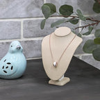MOOCA Jewelry Display Stand, 2 Pcs Set Tan Linen Covered Wood, Necklace Bust, 7 in Height - color: 6) Tan Linen, 2 pieces