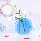 Blue Acrylic Vase, Modern Acrylic Geometric Wide Mouth Small vase, Blue Flower Vase for centerpieces Desk Flower Bud vase, for Living Room Table, Office, Wedding - color: Blue 3