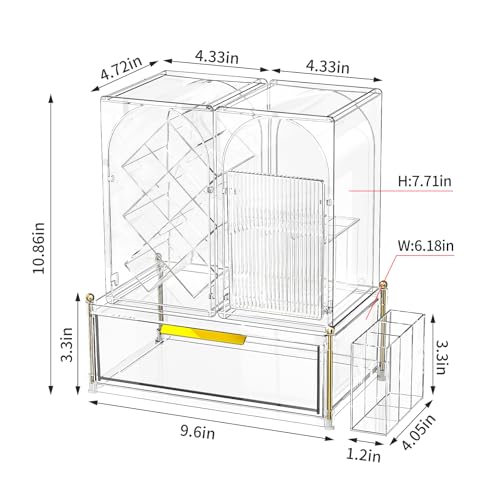 INVSSENE Stackable Makeup Organizer Countertop, Storage Perfume Skincare Cosmetic Lipstick Face Mask Makeup Brush Palettes, Ideal for Vanity Bathroom Counter - color: 3515 Clear
