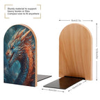 Dragon Art Bookend Wood Book End for Shelves Heavy Duty Non-Slip Wooden Bookend Support Universal Economy Bookends Fancy Modern Decorative Book Accessories 1 Pairs