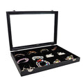 Wudygirl Jewelry Tray 12 Grid Jewelry Organizer with Clear Lid Bracelet Holder Organizer Display Case Removable, Black Velvet (12 Grid) - style: 12 Grid Tray