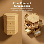 360° Rotatable Bamboo Desktop Organizer, Large Capacity Cosmetic & Jewelry Storage for Makeup Serum, Diamond, Easy Setup No Assembly (9)