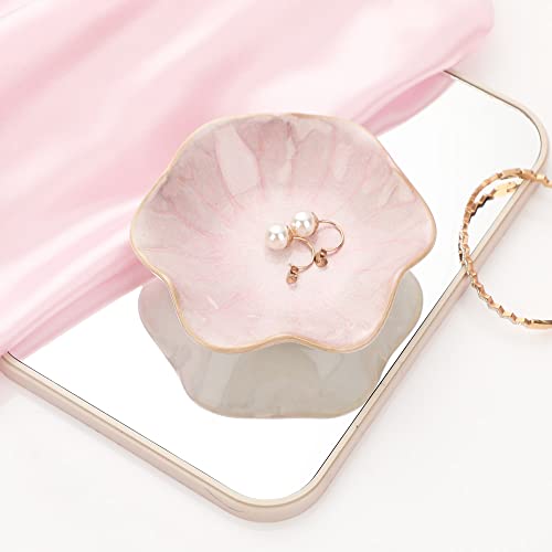Binoster Ceramic Leaf Jewelry Dish, Pink Key Tray, Modern Jewelry Holder, Small Ring Dish, Trinket Tray, Nightstand Decor Room Decor - color: Pink, size: 4.3 inches