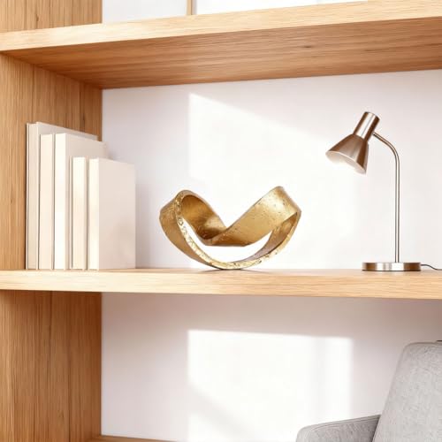 Geometric Knot Sculpture, Modern Coffee Table Decor Abstract Figurines, Boho Home Decor Statue for Shelf, Living Room, Office Desktop, Bedroom, Bookcase Decorative (Gold) - color: Gold
