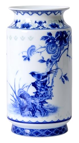 Blue and White Vintage Vase Chinoiserie Farmhouse Decorative Vases Flower Terracotta pots for Tableshelf Bookshelf Bathroom Living Room Kitchen 8.3inch - size: 4"X8.3"