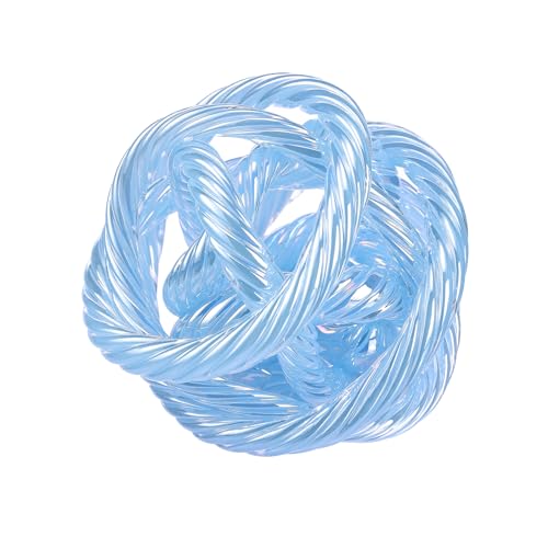 Glass Knot Teal Orbit Ball - 6 Inch Hand Blown Infinity Sculpture Decor Glass Orbit Home Decor Table Decoration Interio Art - color: Light Blue, size: 6" Diameter
